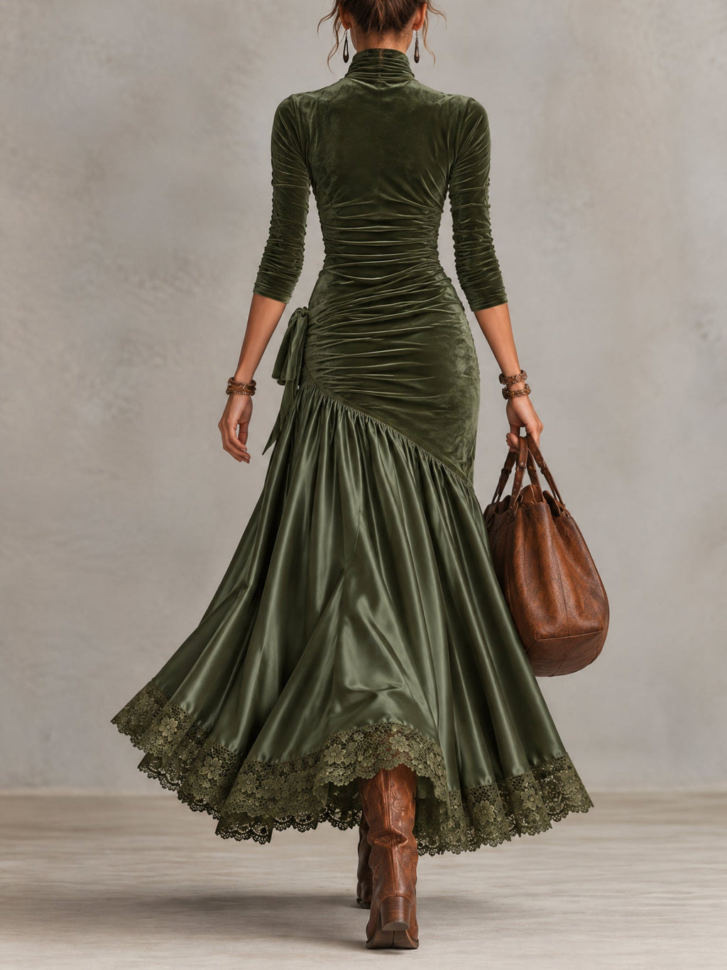 Antoinette | Robe longue à empiècements et ourlet en dentelle