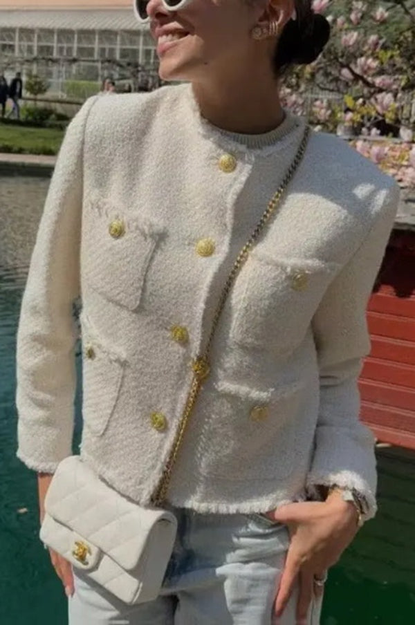 Joséphine | Veste en tweed à boutons métalliques et poches