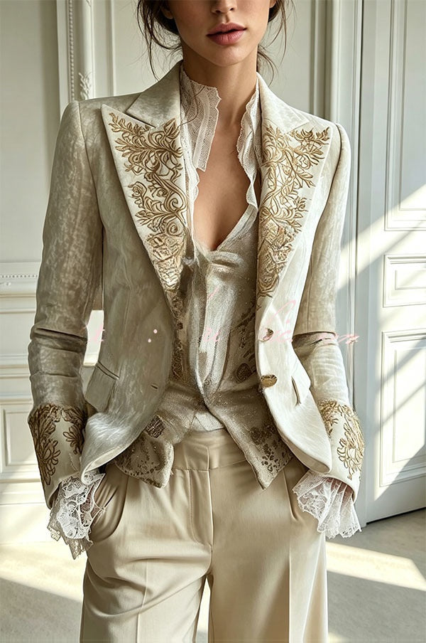 Thaïs | Blazer vintage en velours brodé