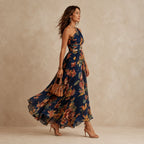 Brigitte | Robe à Imprimé Floral et Épaule Unique