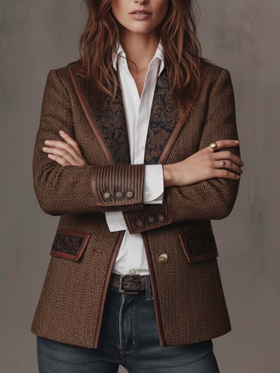 Capucine | Blazer à empiècements motif chevrons