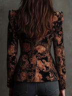 Jade | Blazer Tailleur Imprimé Fleuri Noir et Bronze