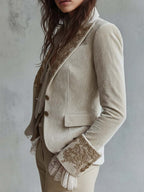 Éléonore | Blazer tailleur ivoire brodé