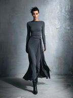 Séraphine | Robe longue drapée à nœud latéral