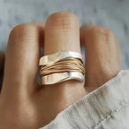 Agathe - Bague en argent avec fil doré