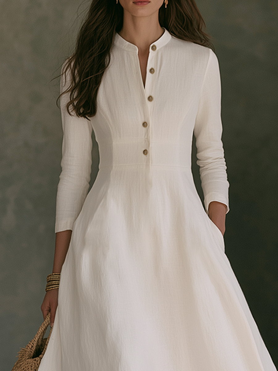 Maëlia | Robe longue en lin coupe trapèze pour femme