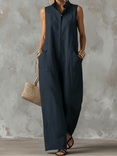 Amparo | Mono jumpsuit con cuello mao y botones