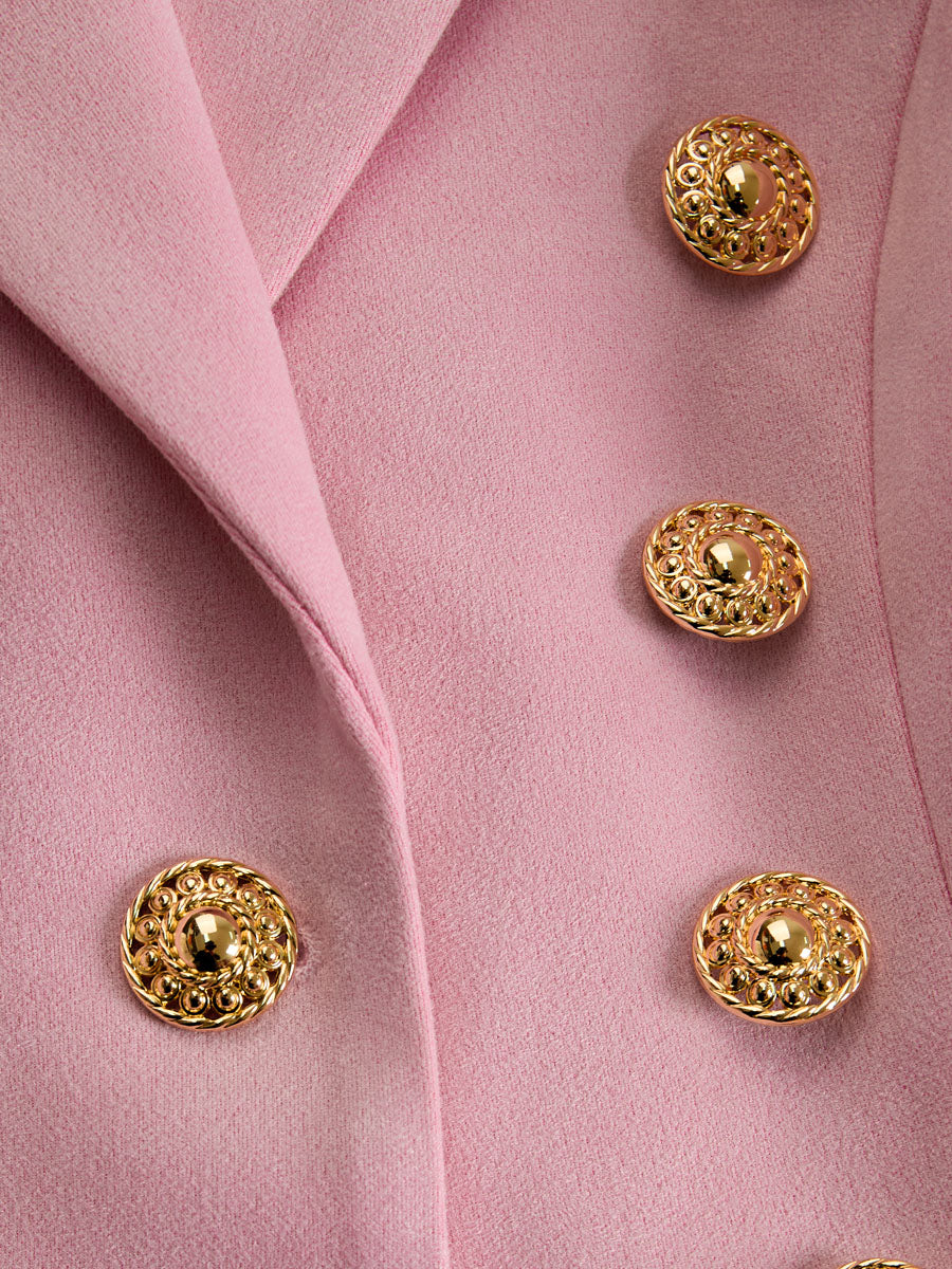Garance | Blazer à revers en faux daim et fausse fourrure, multi-boutons