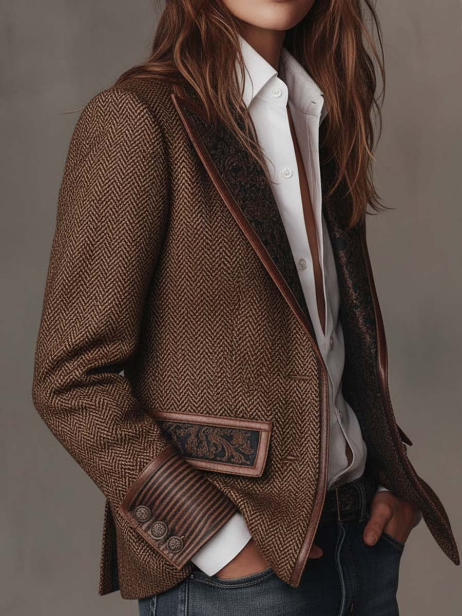 Capucine | Blazer à empiècements motif chevrons