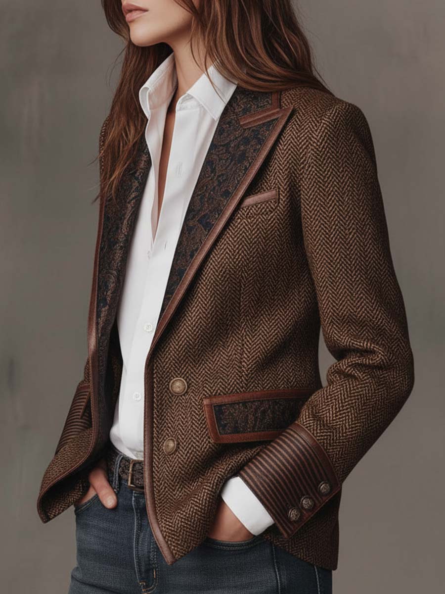 Capucine | Blazer à empiècements motif chevrons