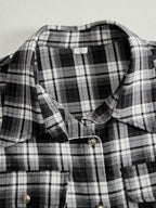 Margaux | Robe longue à revers et carreaux brun rougeâtre, style ethnique rétro