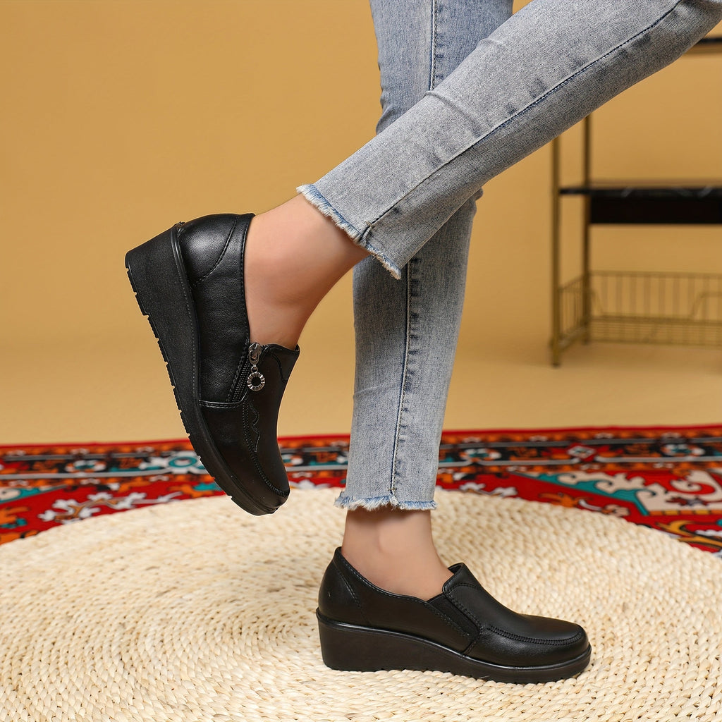 Dominique | Mocassins compensés à zip latéral