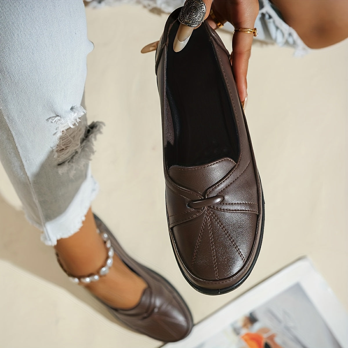 Blandine | Mocassins confort à détail nœud