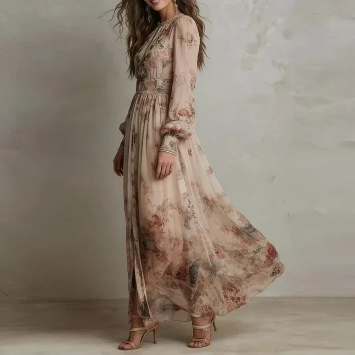 Solveig | Robe longue vintage fleurie taille haute