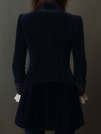 Éloïse | Veste longue brodée vintage bleu marine