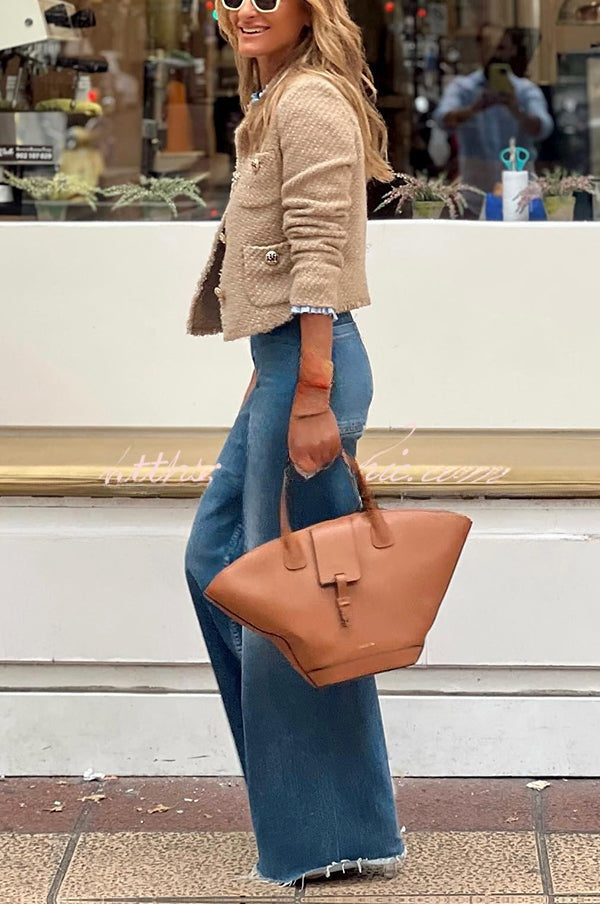Joséphine | Veste en tweed à boutons métalliques et poches