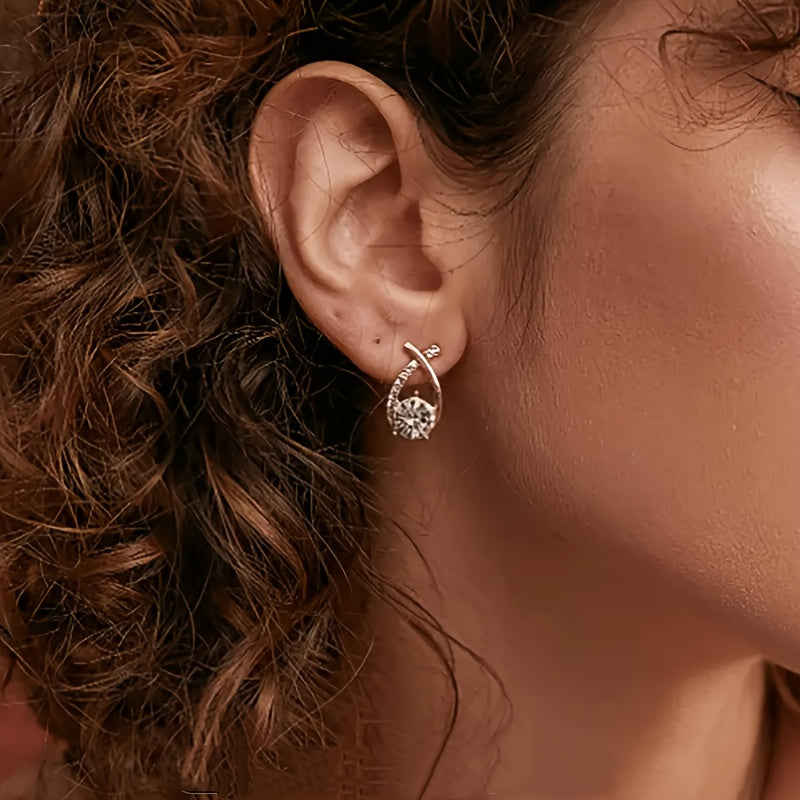 Amandine - Boucles d'oreilles croix dorée et zircon