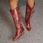 Colette | Bottes hautes à broderie western et bout pointu