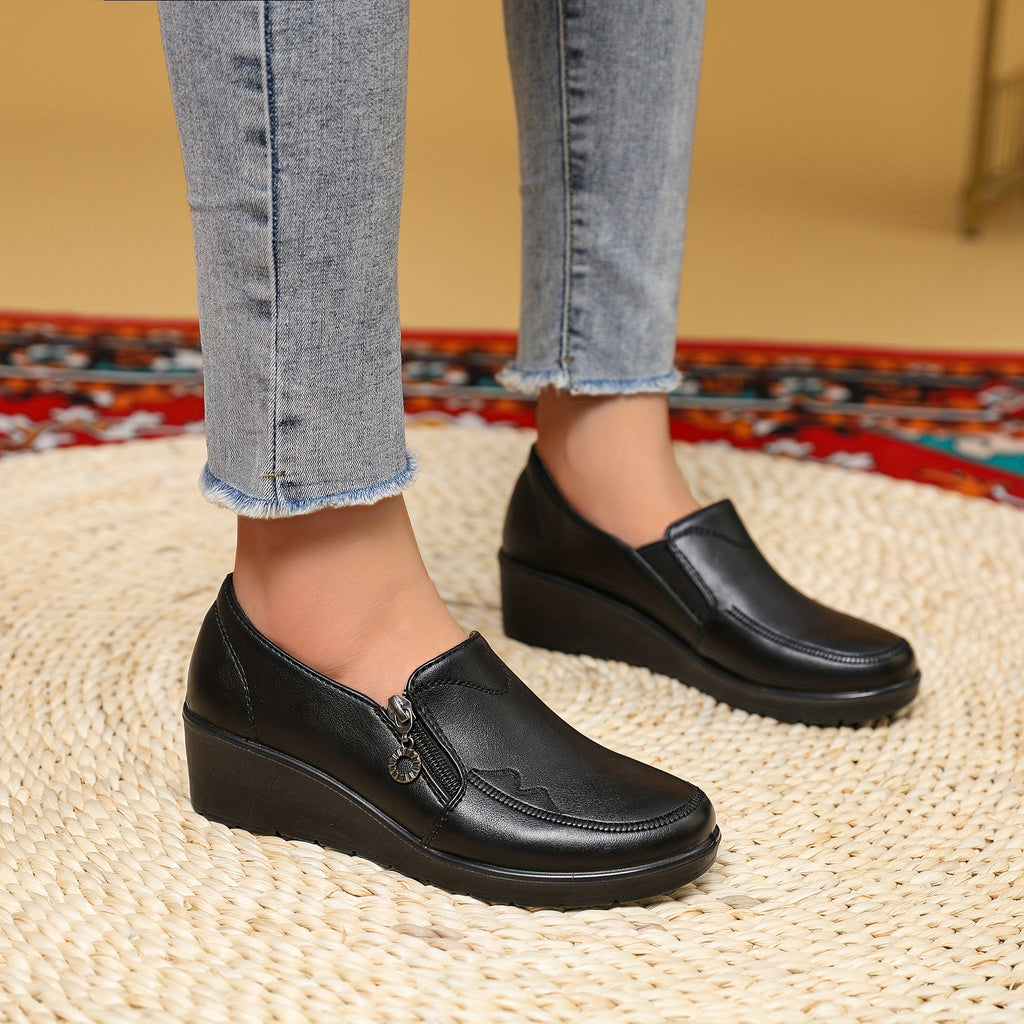 Dominique | Mocassins compensés à zip latéral