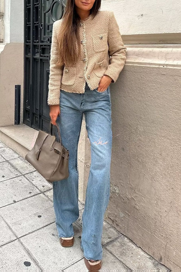 Joséphine | Veste en tweed à boutons métalliques et poches