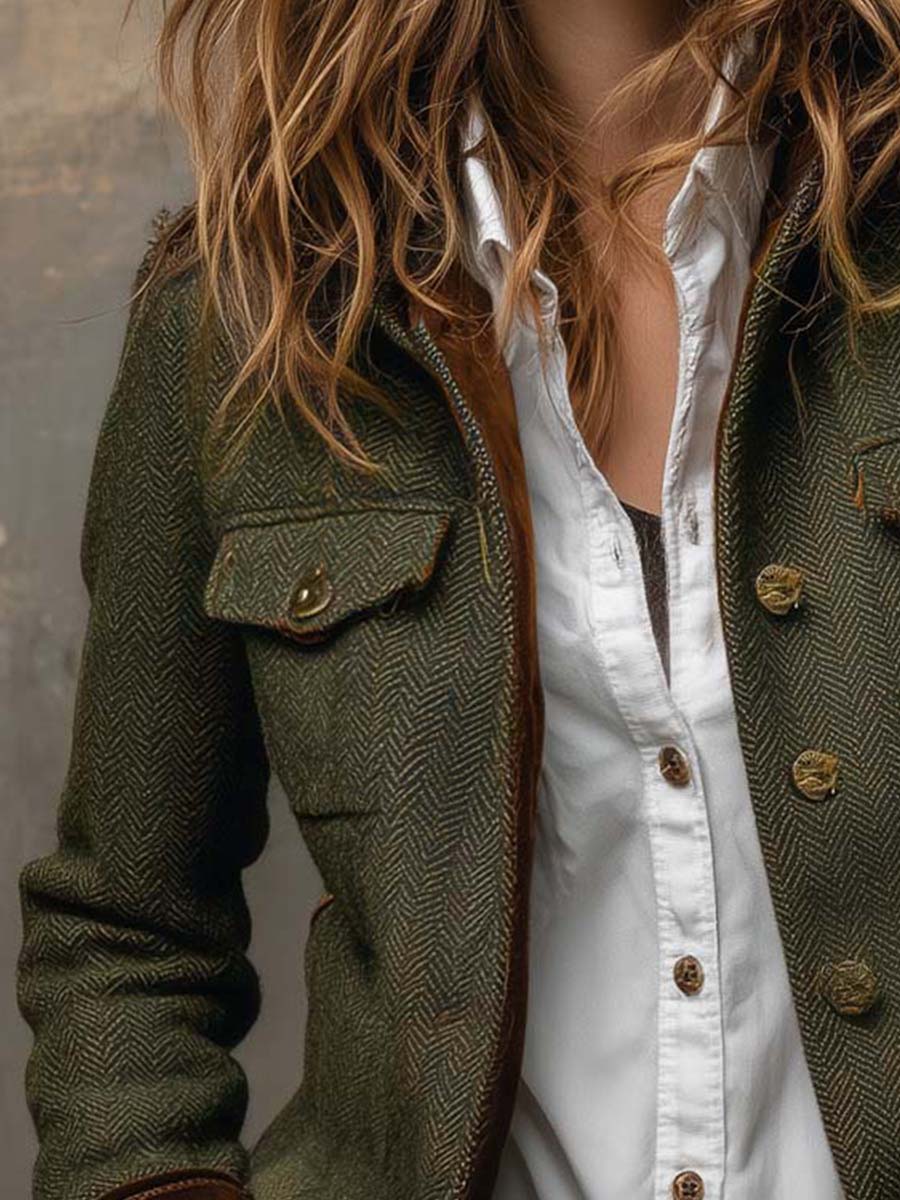 Sidonie | Blazer vintage à chevrons et liserés contrastants