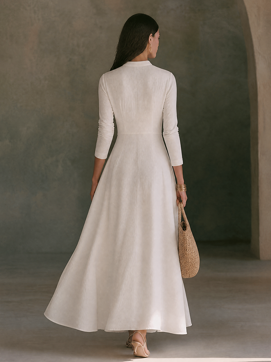 Maëlia | Robe longue en lin coupe trapèze pour femme