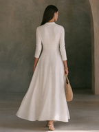 Maëlia | Robe longue en lin coupe trapèze pour femme