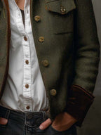 Sidonie | Blazer vintage à chevrons et liserés contrastants
