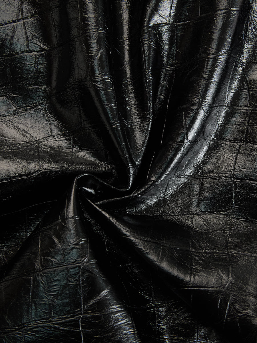 Salomé | Robe mi-longue zippée effet croco brillant