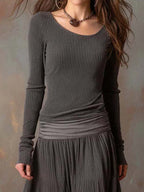 Chloé | Robe longue vintage en maille côtelée gris anthracite