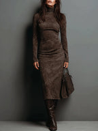 Isaure | Robe mi-longue en daim