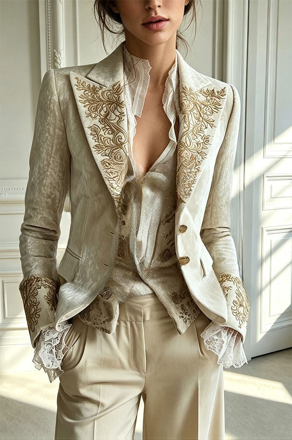 Thaïs | Blazer vintage en velours brodé