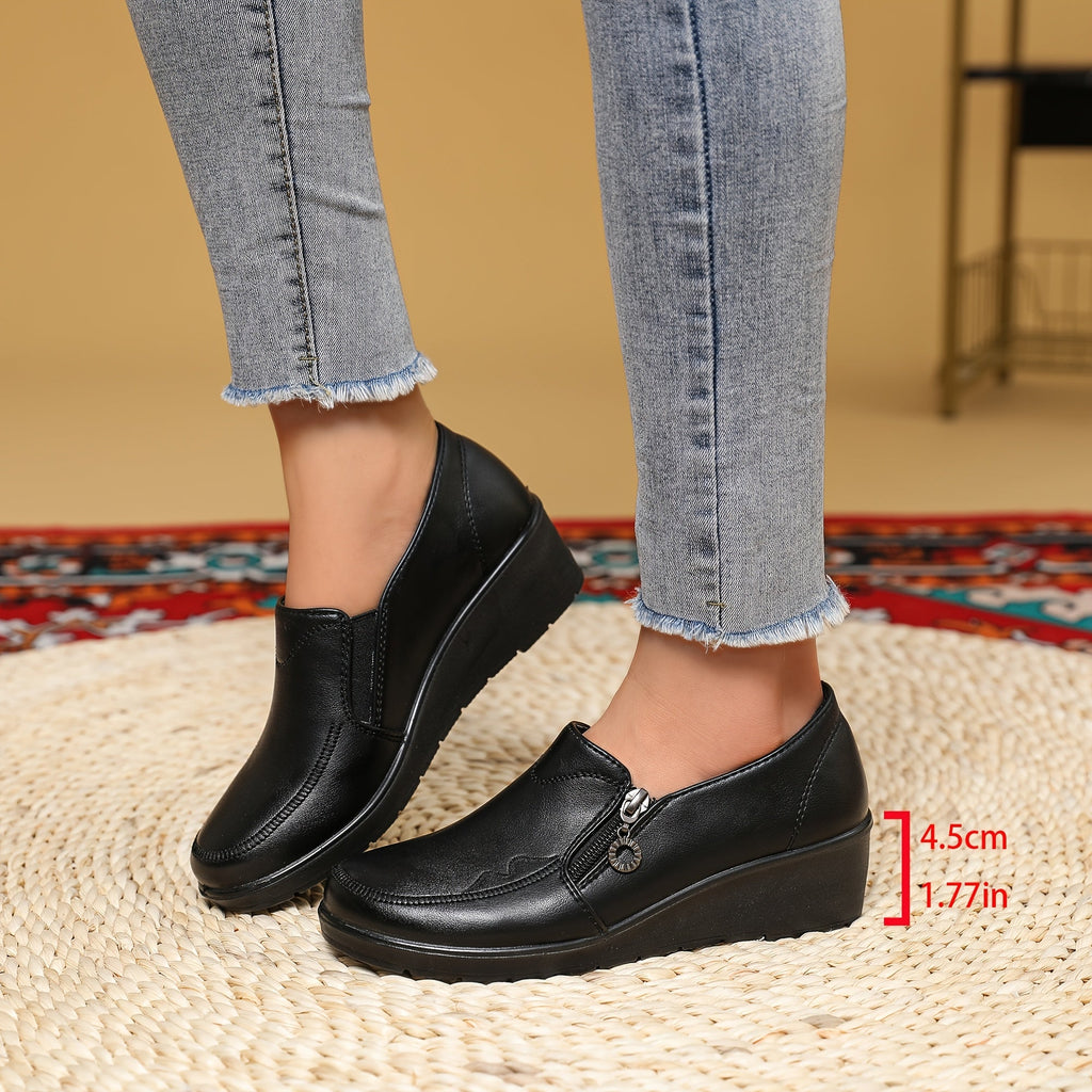 Dominique | Mocassins compensés à zip latéral