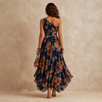 Brigitte | Robe à Imprimé Floral et Épaule Unique
