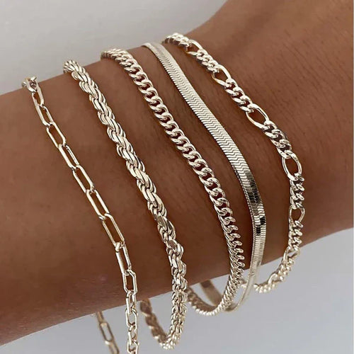 Alice  - Ensemble de 5 bracelets en or