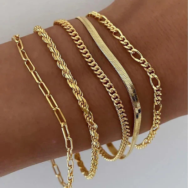 Alice - Set de 5 bracelets en or