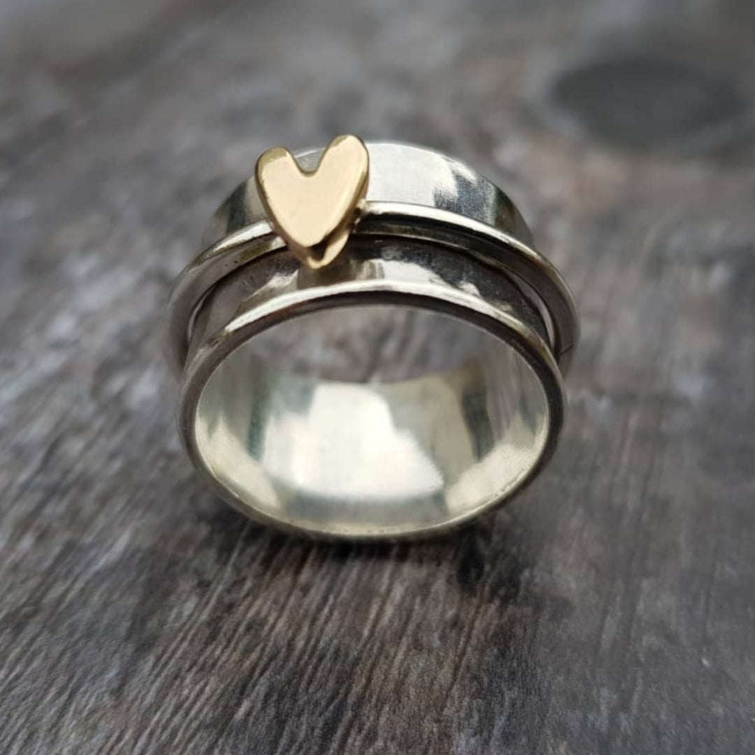 Lisette - Bague en argent avec cœur doré