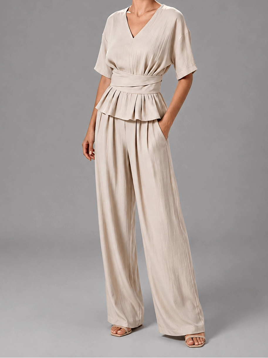 Elsa | Conjunto Escote en V y Volante Peplum