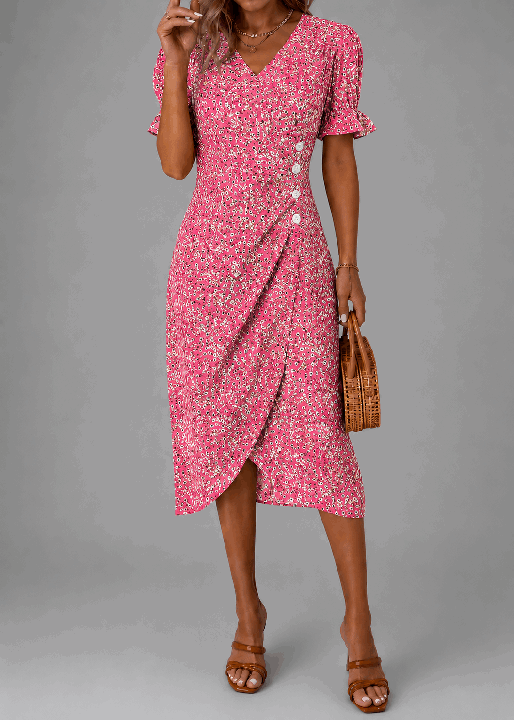 Carmen | Vestido Floral Cruzado con Botones