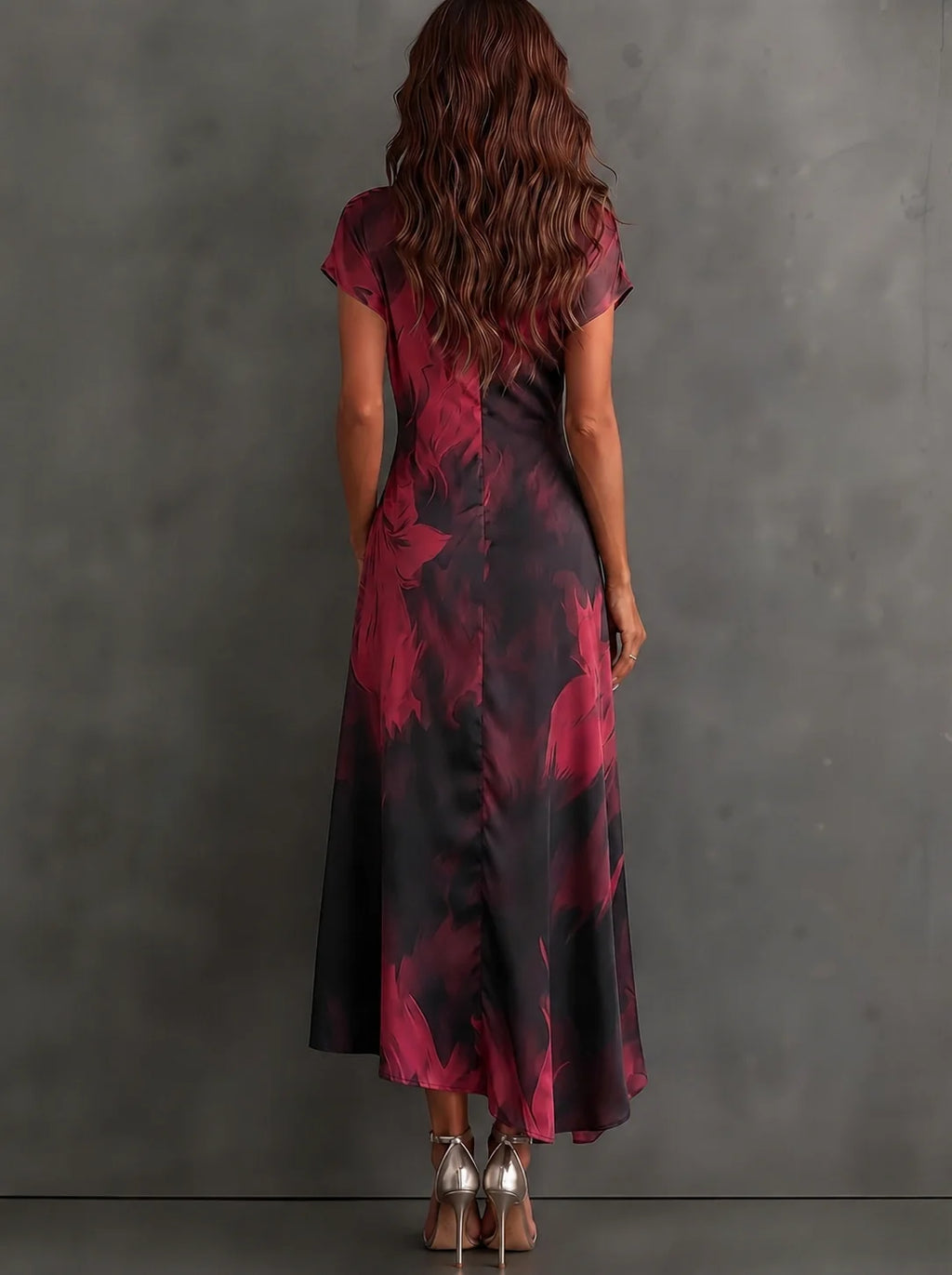 Selene | Vestido Cruzado con Lazo y Estampado Abstracto