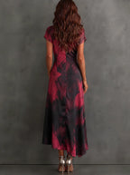 Selene | Vestido Cruzado con Lazo y Estampado Abstracto