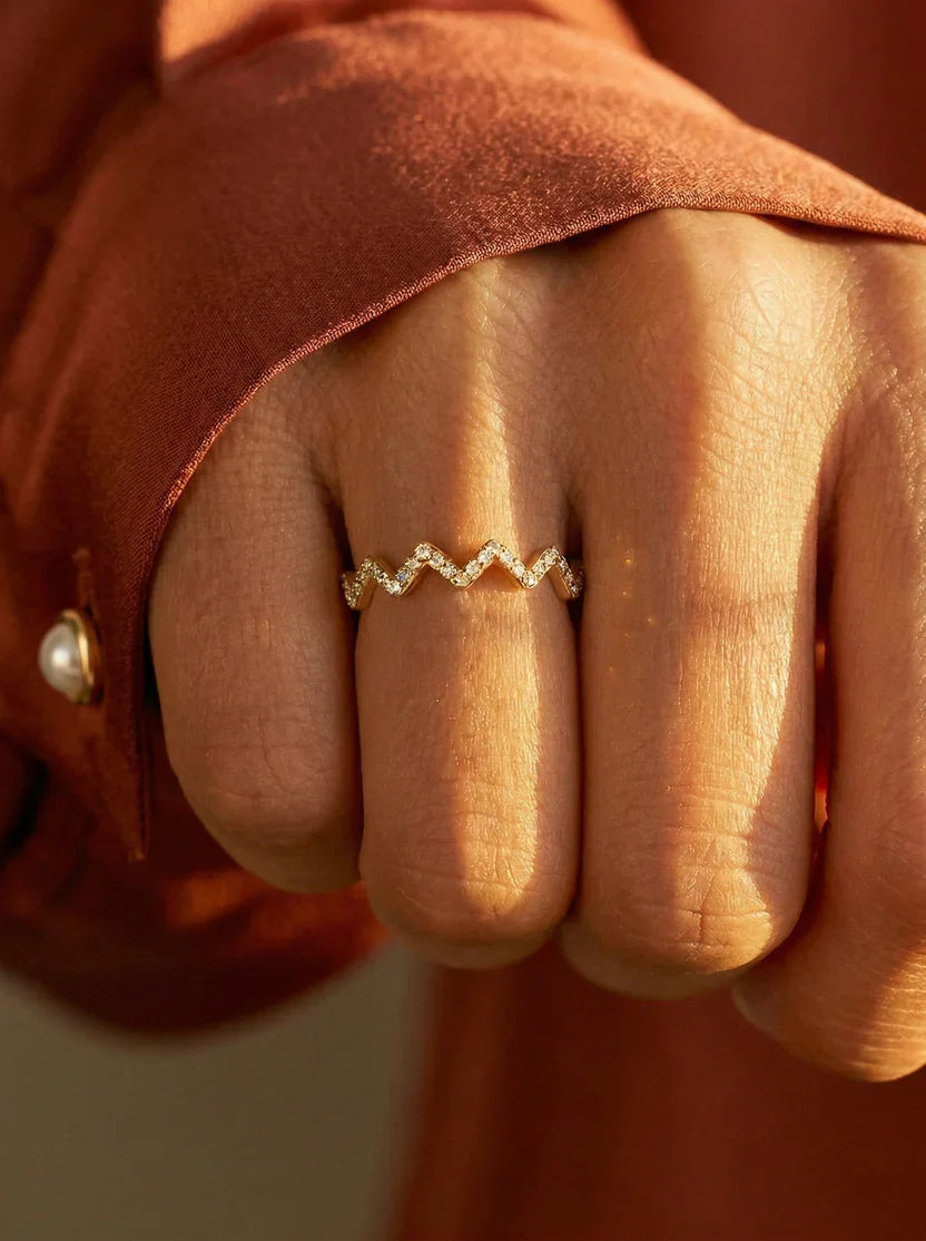 Bague zigzag avec pierres précieuses Martina