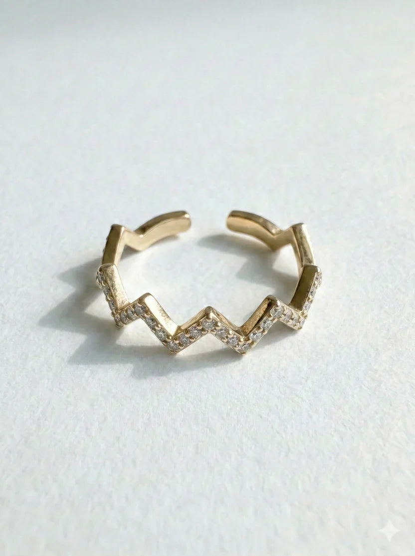 Bague zigzag avec pierres précieuses Martina