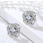 Mélodie - Boucles d'oreilles dorées en spirale avec cristaux