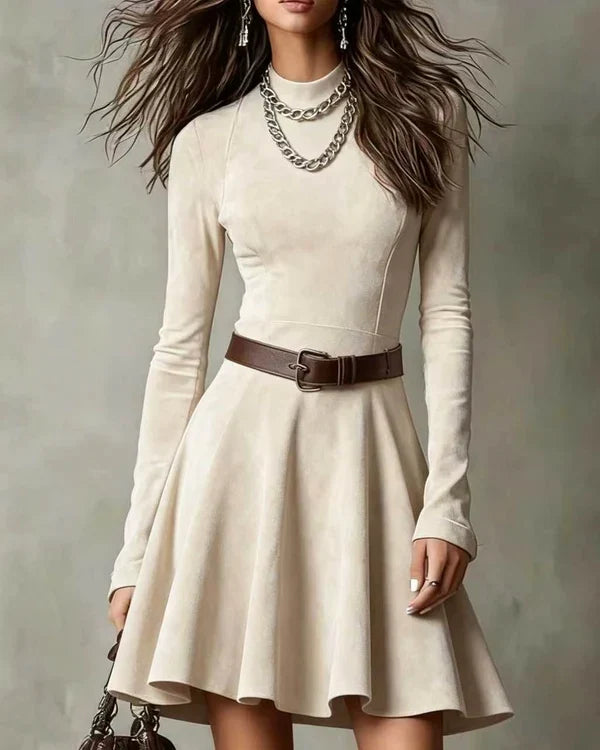 Noémie | Mini-robe vintage effet daim marron foncé