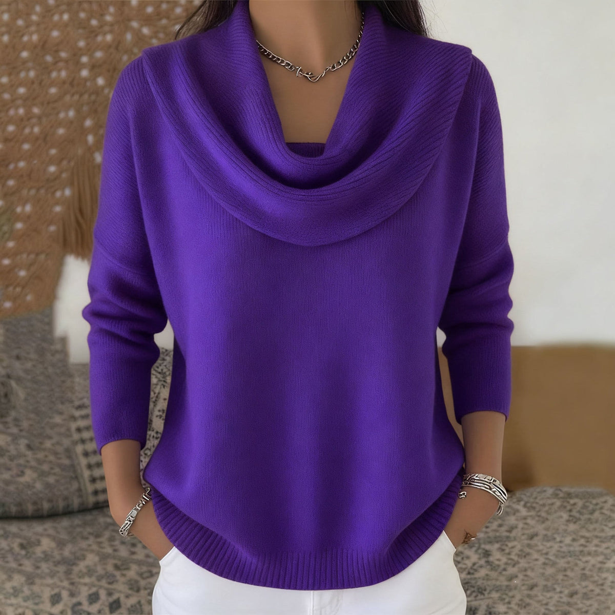 Joëlle | Pull à col drapé