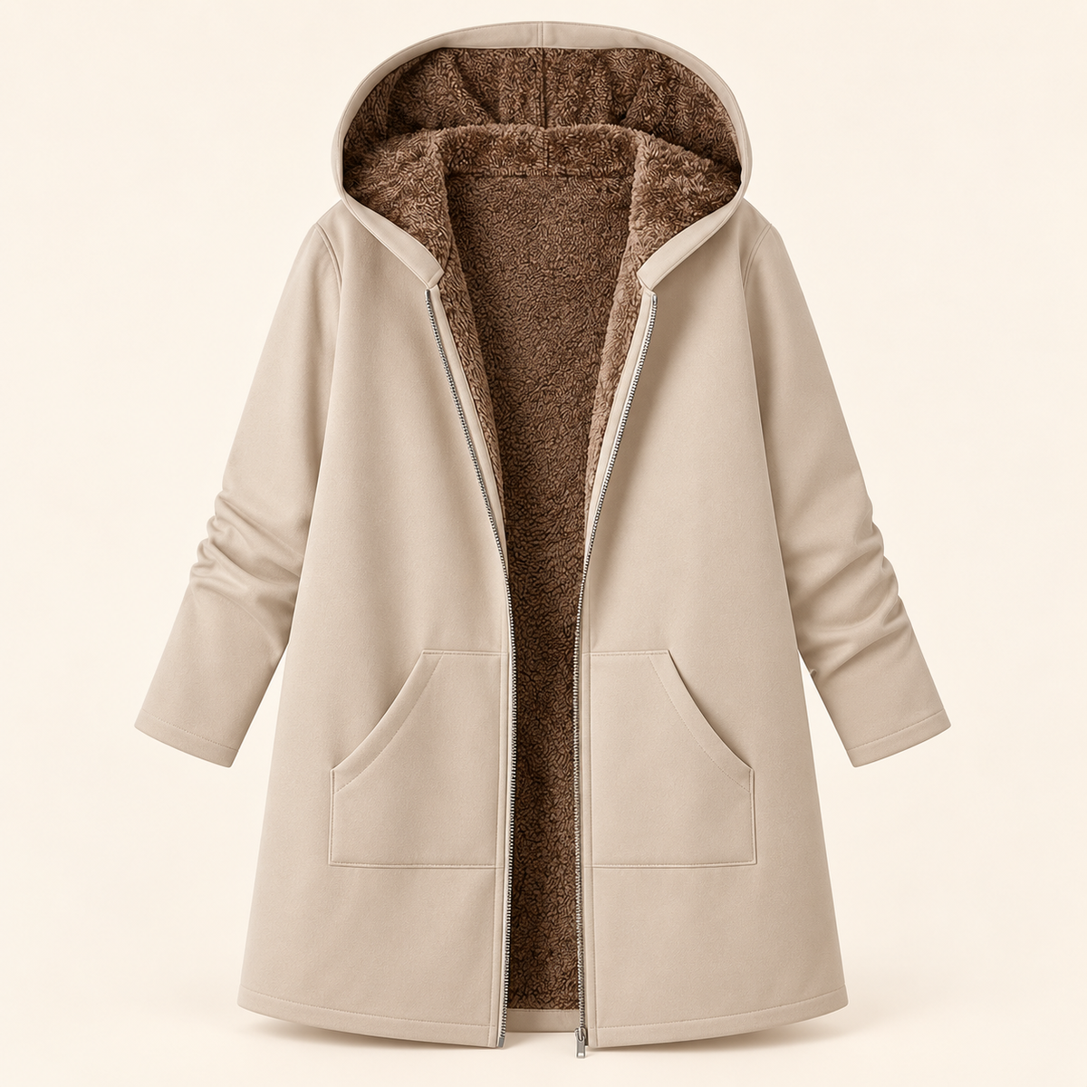 Évelyne | Manteau chaud à capuche, doublure sherpa douce