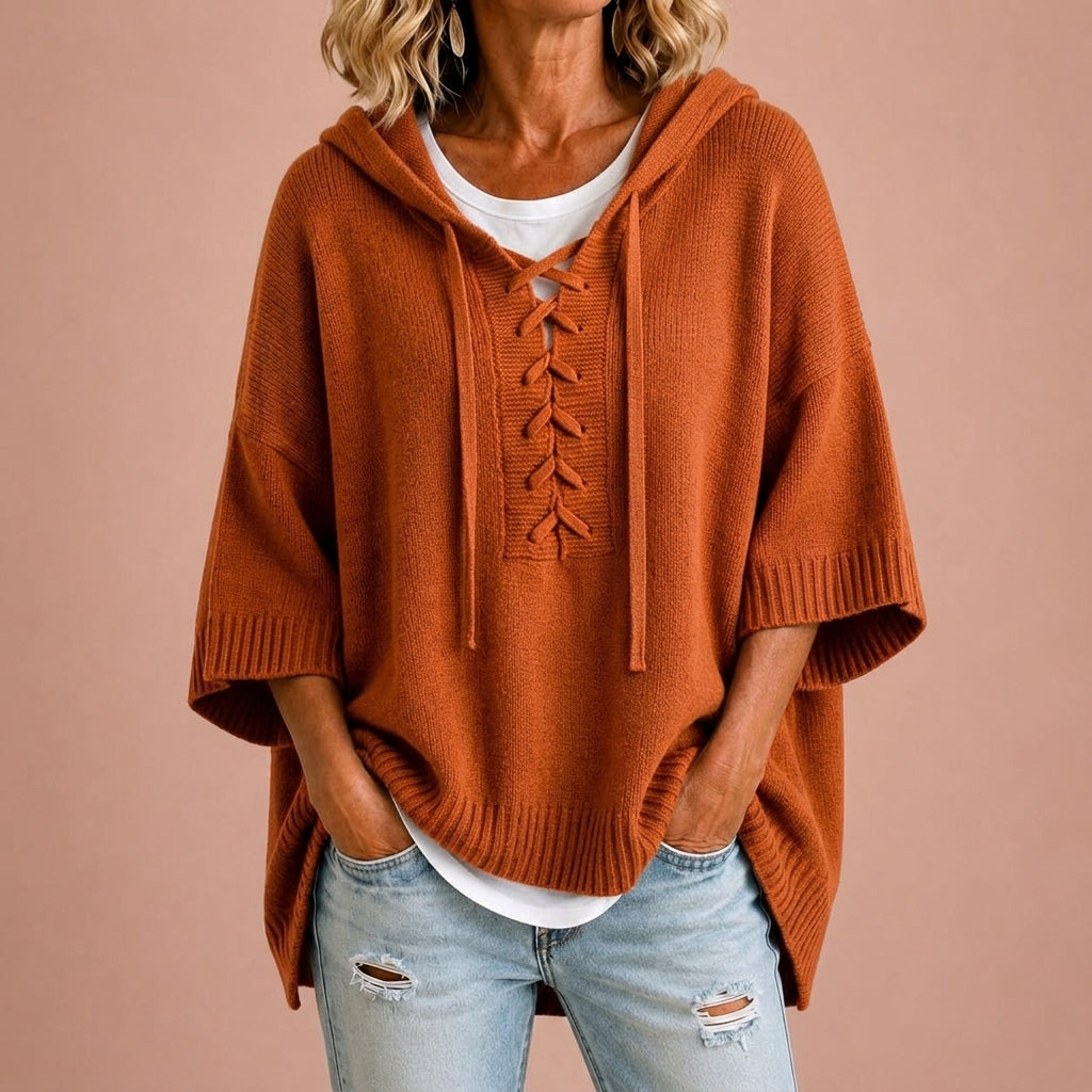 Claudine | Poncho en maille à capuche