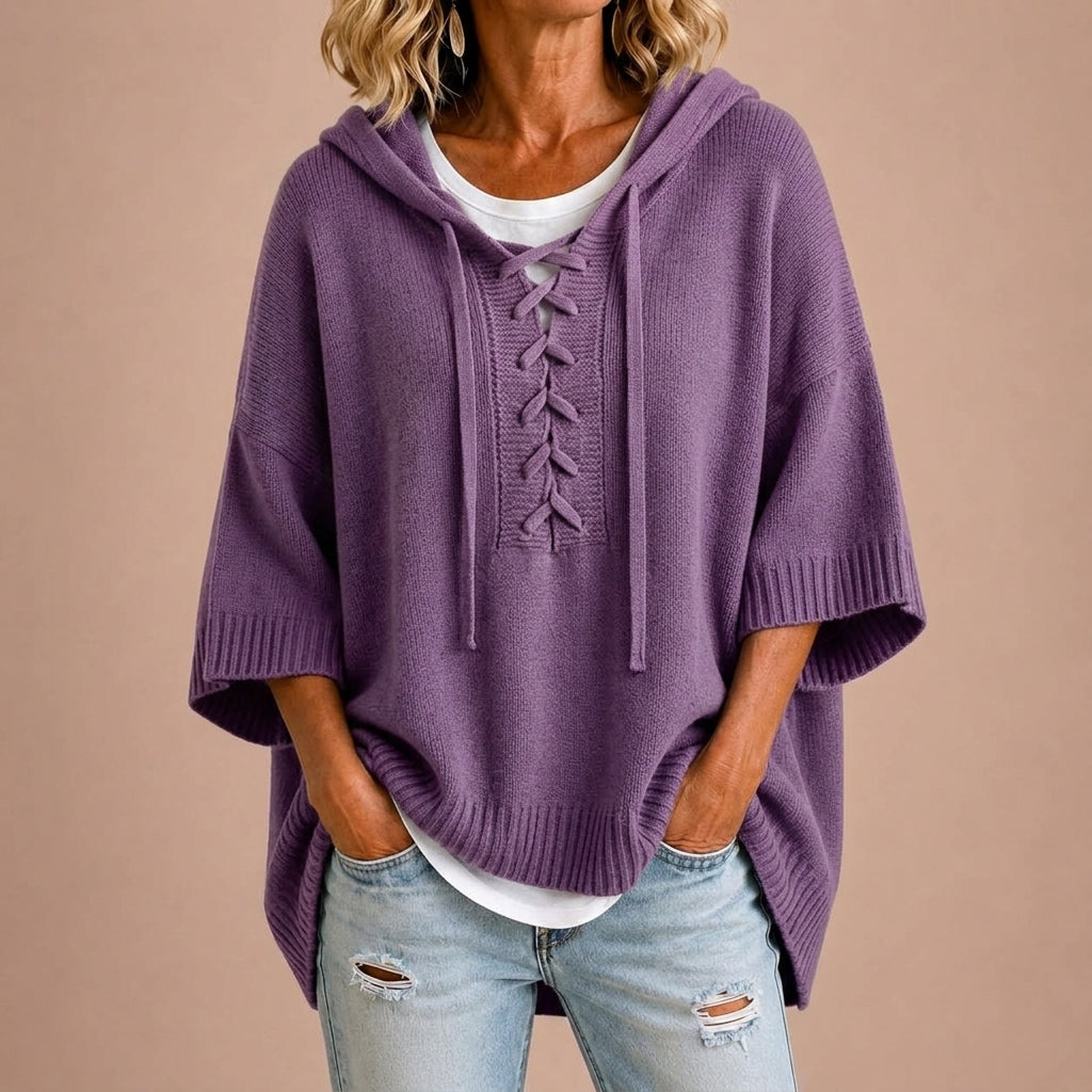 Claudine | Poncho en maille à capuche