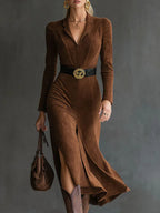 Philippine | Robe midi en faux daim